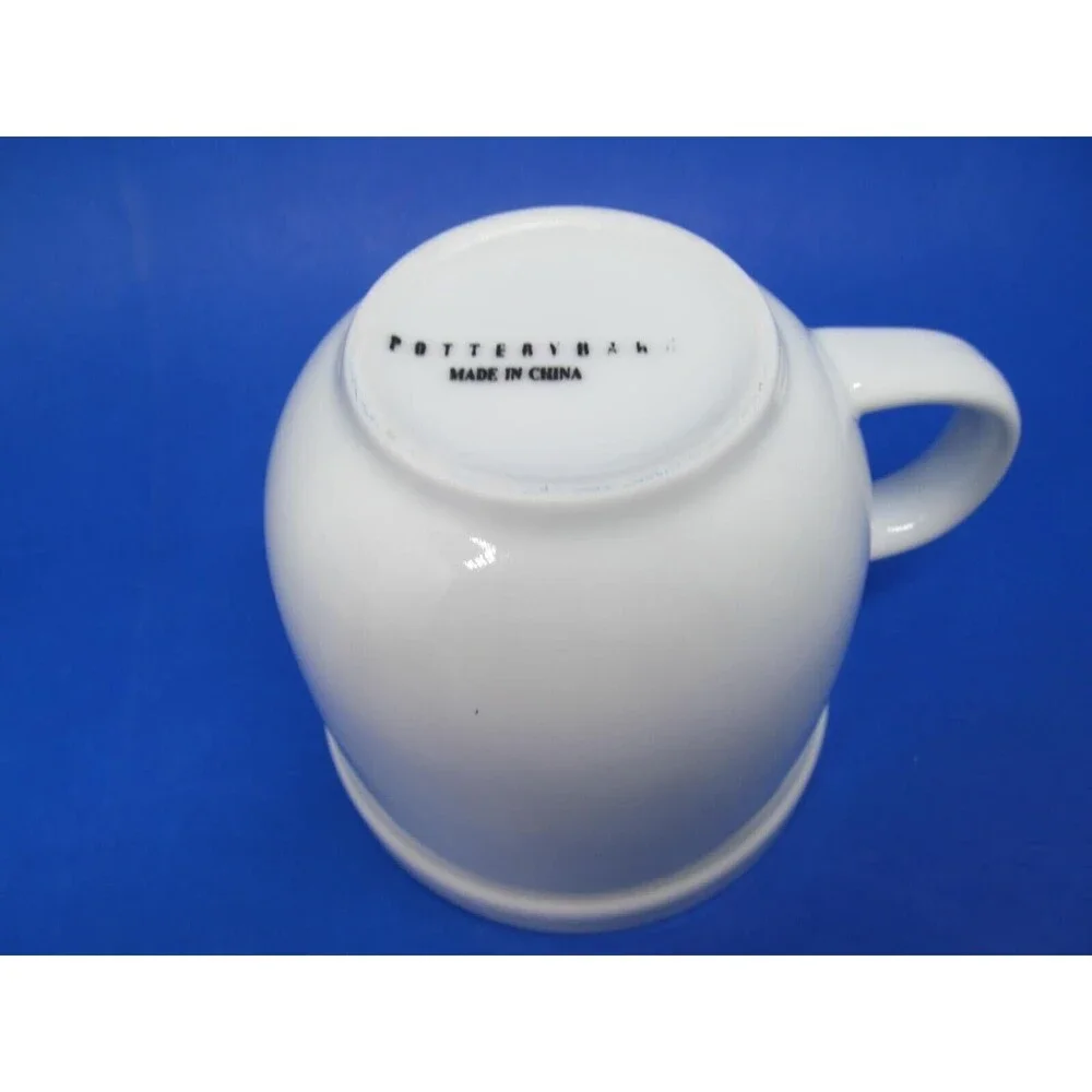 Pottery Barn Suppertime Du Jour White Coffee Mugs Cups Bundle of 3